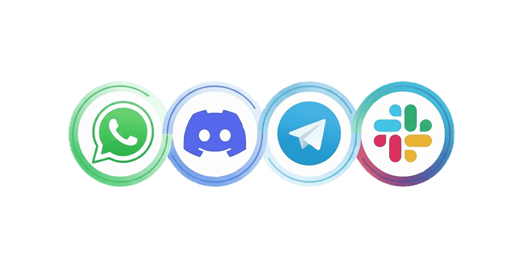 Communication channels interface showing various messaging platforms and group chat options